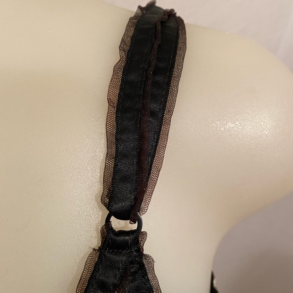 Vintage Enhance-Bra Black Floral Print Size 36-37B - Picture 3 of 4